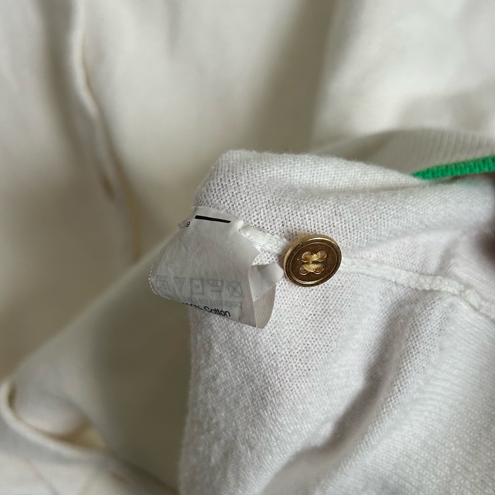 J Crew The Caryn Cardigan White/Cream & Green trim size Large - Picture 12 of 12